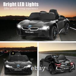 Costway 12V Licensed BMW I8 Kids Ride On Car with 2.4G Remote MP3 LED Lights Black