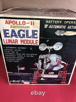 Daishin Apollo 11 Rare 1960s DSK EAGLE JAPANESE NASA BATTERY OPERATED TIN With Box
