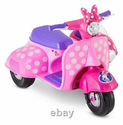 Disney Scooter Minnie Mouse Kids Ride-On Vehicle Toddler Girls Toy w Side Car