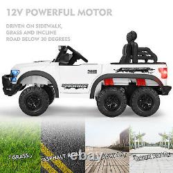 Electric 12V Battery White Kids Ride On Truck Car Pickup with RC LED MP3 6 Wheel