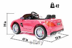 Electric 12V Kids Ride On Car with Radio Remote Control MP4 Screen Mercedes Pink