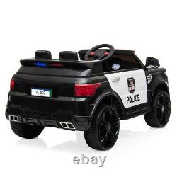 Electric 12V Kids Ride On Police SUV Car Remote Control LED Light Music Black