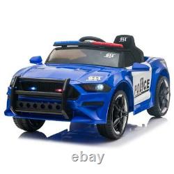 Electric 12V Kids Ride On Police SUV Car Remote Control LED Light Music Blue
