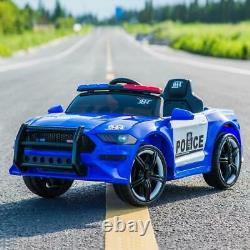 Electric 12V Kids Ride On Police SUV Car Remote Control LED Light Music Blue