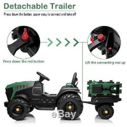 Electric 12V Kids Ride On Tractor Car Farm Truck Music with Big Trailer GREEN