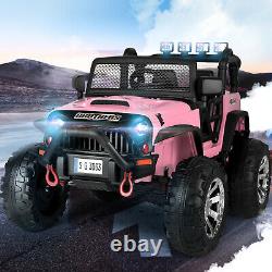 Electric 12V Kids Ride on Truck Car Toy Jeep Spring Suspension MP3 LED withRC Pink