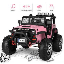Electric 12V Kids Ride on Truck Car Toy Jeep Spring Suspension MP3 LED withRC Pink