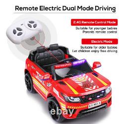 Electric 12V Ride On Police Car Kids SUV Toys RC Car with Remote & Music Red