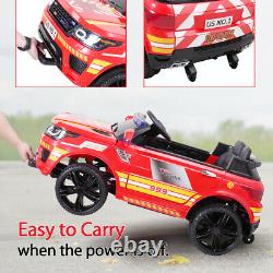 Electric 12V Ride On Police Car Kids SUV Toys RC Car with Remote & Music Red