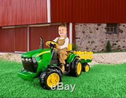 Electric Cars for Kids To Ride On John Deere Tractor Battery Power Trailer Boys