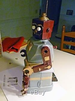 Electric Robot and Son Marx 1950s WORKs Maroon Grey COMPLETE Box & Repro Tools