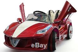 Fire Red Ferrari Style 12V Kids Ride On Car Battery Power Wheels withRemote
