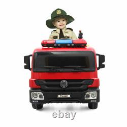 Fire Truck Kids Ride on Car Toy 12V Battery Powered with Remote Control, Water Gun