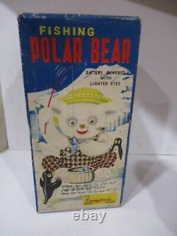 Fishing Polar Bear With Box -battery Operated- Made N Japan- Tested Works