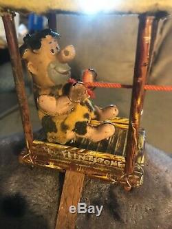 Flintstones Fred and Dino Tin Battery Operated Toy 1962 Louis Marx Made In Japan