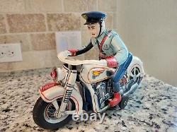 Highway Patrol Motorcycle & Rider Battery Operated Vintage 1950