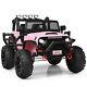 Honeyjoy 12v Kids Ride On Truck Rc Motorized Car With Spring Suspension&mp3 Pink