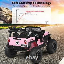 Honeyjoy 12V Kids Ride On Truck RC Motorized Car with Spring Suspension&MP3 Pink