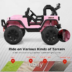 Honeyjoy 12V Kids Ride On Truck RC Motorized Car with Spring Suspension&MP3 Pink