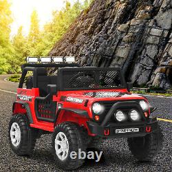 Honeyjoy 12V Kids Ride On Truck Remote Control Electric Car withLights&Music Red