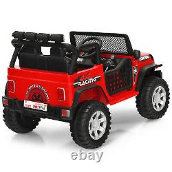Honeyjoy 12V Kids Ride On Truck Remote Control Electric Car withLights&Music Red