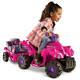Huffy 6v Quad Ride On Toy For Kids Pink Trailer & Toy Blocks Included