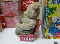 ICE CREAM BABY BEAR BATTERY OPERATED TIN TOY JAPAN WORKS 50s-60s REPLICA BOX