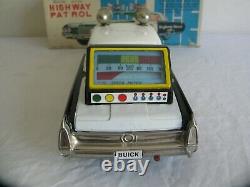 ICHIKO Japan Tin Lithograph Battery Operated Buick Highway Patrol Car Works