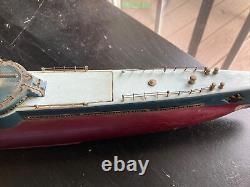 ITO 27 Submarine Battery Operated Toy Wood Boat TMY Motorized From Japan 40s