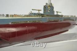 Ito Japanese Wooden Toy Submarine, Battery Op, 1950's