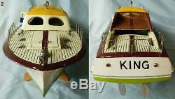 ITO KING JAPAN MODEL 3 MOTOR TOY WOOD BOAT with OEM FITTINGS LIGHTS BATTERY K&O