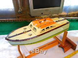 ITO Vintage Cabin Cruiser Battery Operated Wood Toy Boat 1950's TMY Japan
