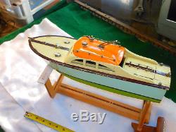 ITO Vintage Cabin Cruiser Battery Operated Wood Toy Boat 1950's TMY Japan