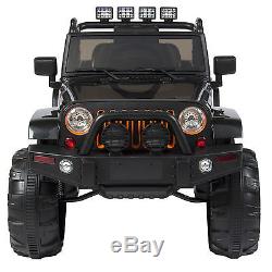 Jeep Style 12V Ride On Car Truck Remote Control 3 Speed LED Light Black