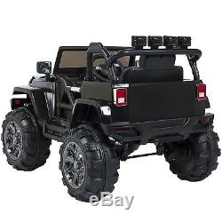 Jeep Wrangler Black 12V Battery Ride On Car Truck RC Remote Control 3 Kids Toy