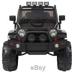 Jeep Wrangler Black 12V Battery Ride On Car Truck RC Remote Control 3 Kids Toy