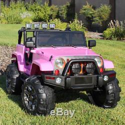 Kids 12V Battery Operated Ride On Jeep Truck with Big Wheels RC / Remote, Pink