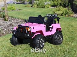 Kids 12V Battery Operated Ride On Jeep Truck with Big Wheels RC / Remote, Pink