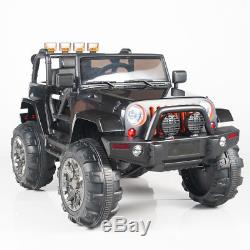 Kids 12V Electric Power Ride On Jeep Truck with Big Wheels Remote Control, Black