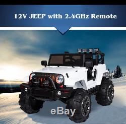 Kids 12V Electric Ride On Jeep Truck with RC / Remote Control, Radio/MP3, White