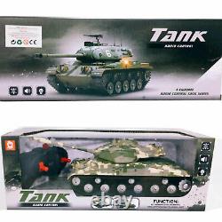 Kids 4 Chanel Remote Control Army Battle Tank Toy Battery Operated Light & Sound