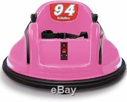 Kids ASTM-Certified Electric 6V Ride Bumper Car With Remote Control 360 Spin Pink