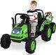 Kids Electric Ride On Tractor With Trailer Withdetachable Wagon Withrc Green