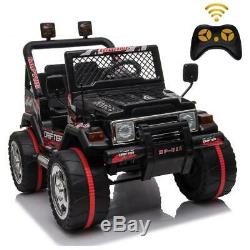 Kids Jeep Ride On Car Toy 12V Battery LED Light 3 Speed and Remote Control Black