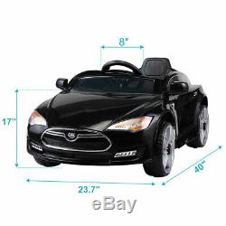 Kids Ride On Electric Car with LED Light Remote Control 3 Speed MP3 Music 6V Black