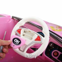 Kids Ride On Electric Car with LED Light Remote Control 3 Speed MP3 Music 6V Pink