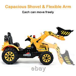 Kids Ride On Excavator Truck 12V Battery Powered With Front Loader Digger Yellow