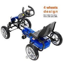 Kids Ride On Kart Racing Car Foot Pedal Sports Racer Bike Steering Wheel Blue