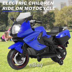 Kids Ride On Motorcycle 12V Electric Power Wheel Toys with Training Wheels Blue