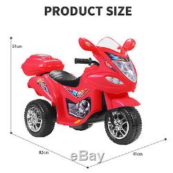Kids Ride On Motorcycle Toy Battery Powered Electric 3 Wheel Bicycle Red 6V